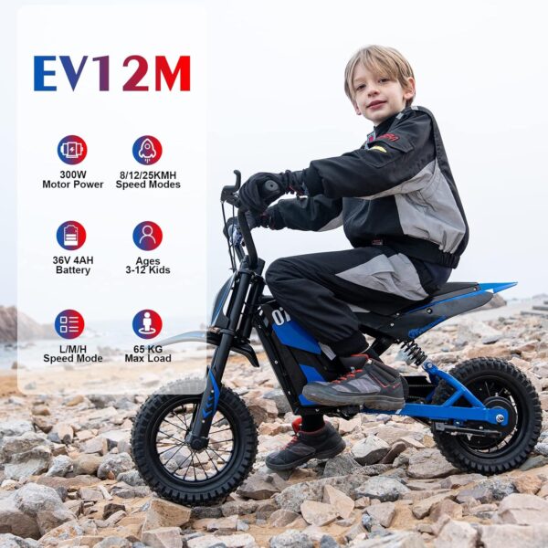 EVERCROSS EV12M Motocross Électrique pour Enfants Moto avec Moteur 300W (Bleu) – Image 6