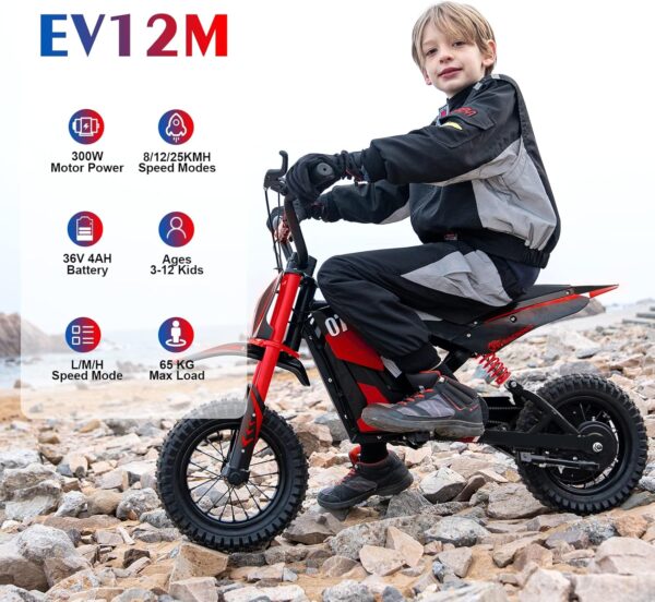 EVERCROSS EV12M Motocross Électrique pour Enfants Moto avec Moteur 300W (Rouge) – Image 5