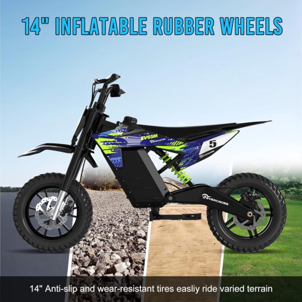 Motocross électrique enfant EV65M – 500W, 14 pouces, pour 12 ans et + – Image 5